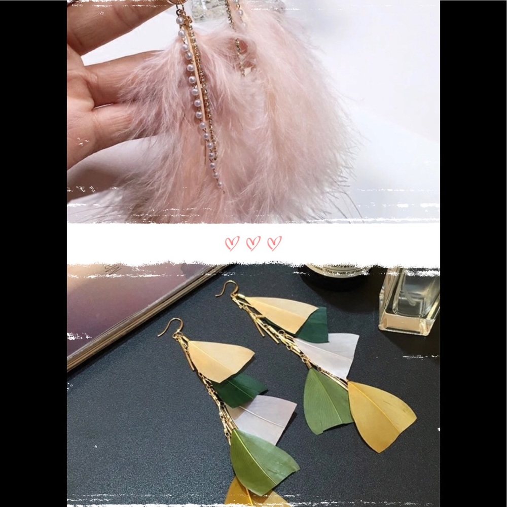 2 pair of feather earrings